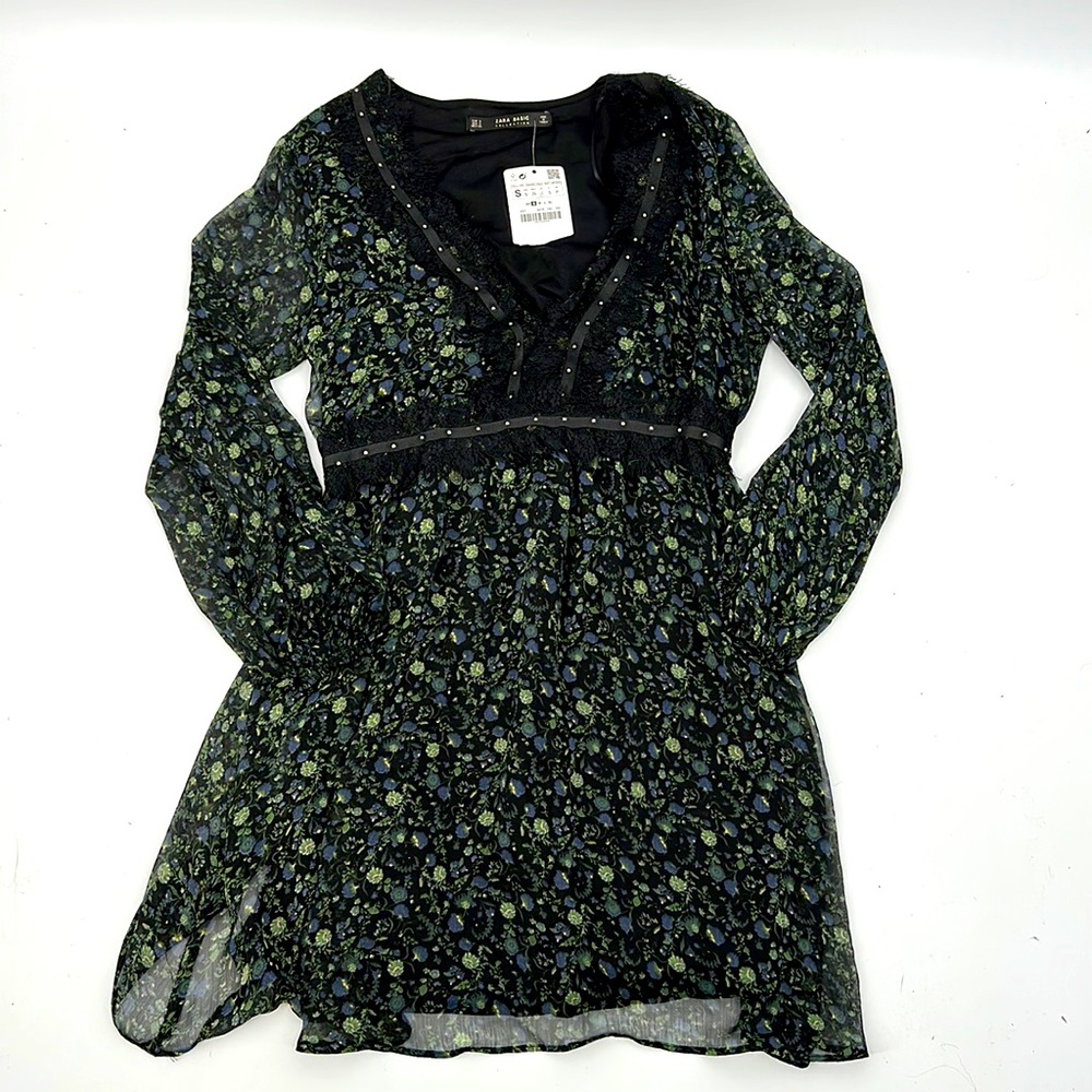 NWT Zara Basic Collection dress size Small floral